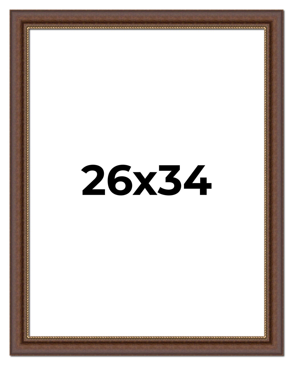 26x34 Traditional Brown Picture Frame - UV Acrylic, Foam Board Backing, Hanging Hardware